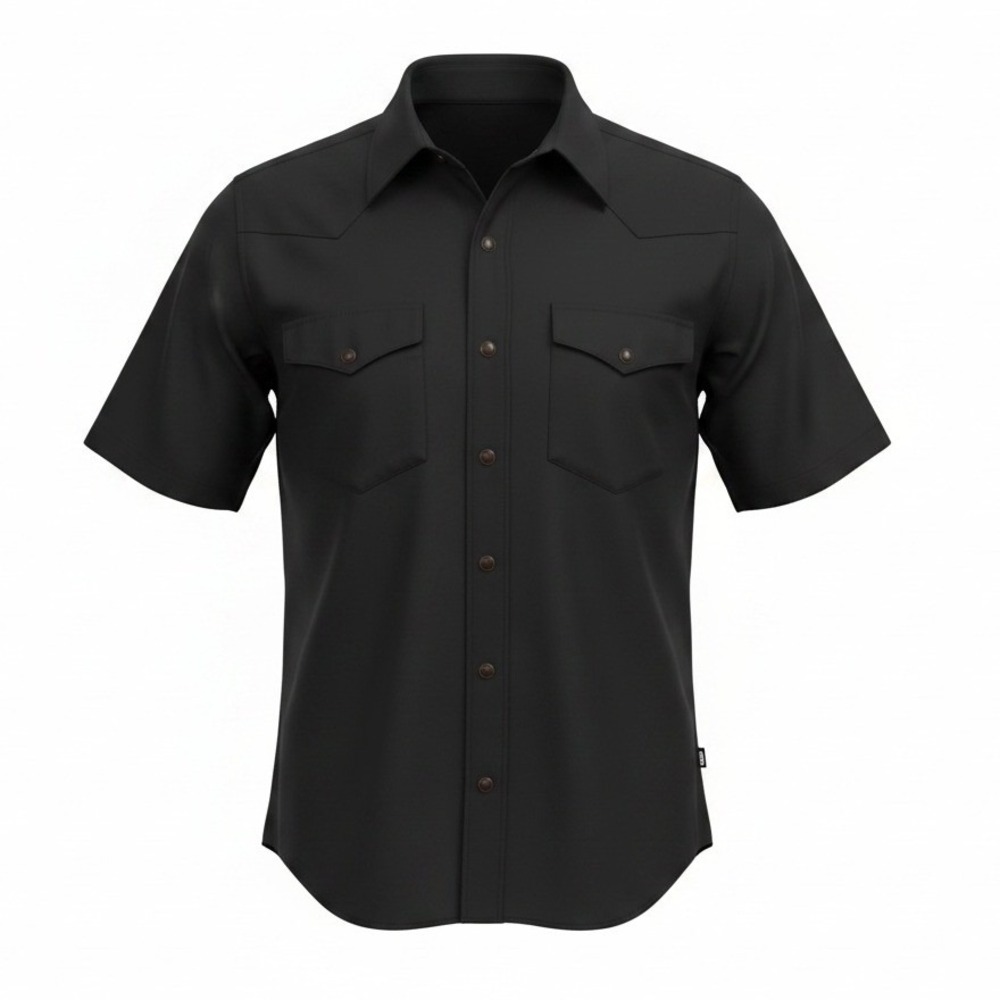 Hurley Black Casual Snap Button Down Western Style Short Sleeve Shirt Medium